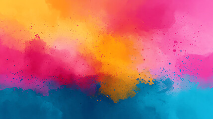 Fototapeta premium Vibrant abstract background featuring bold splashes of pink, orange, and blue, perfect for creative projects or digital design work, capturing an energetic and lively atmosphere.