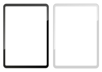 Tablet computer black and white mockups with empty touch screen