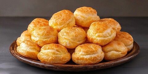 plate of freshly baked golden brown pastries food photography