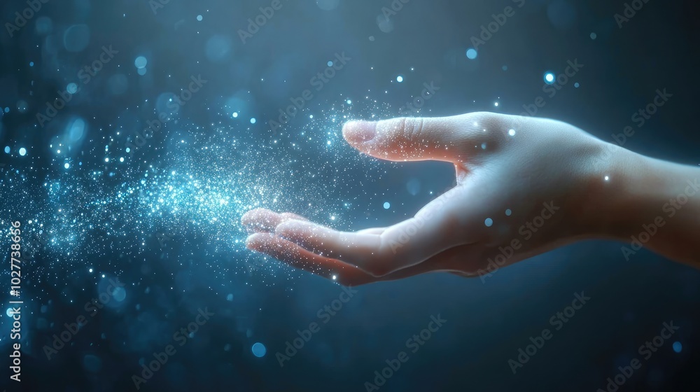 Poster a full frame view of a finger reaching out to touch a virtual business point, emphasizing digital in