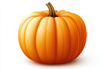 Obraz premium Realistic orange pumpkin on white background. 3D illustration for fall and harvest design.