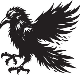 Black Crow Bird Silhouette isolated on a white background Minimalist crow vector illustration
