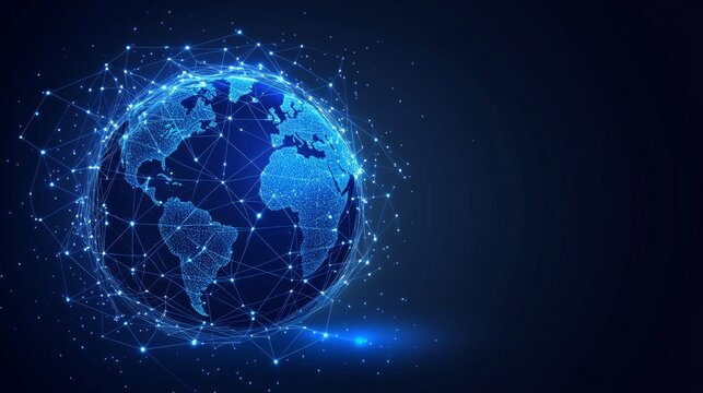 Planet earth rotating in space surrounded by network of connections