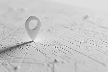 White location pin on a detailed map, ideal for navigation concepts.