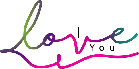 Obraz premium gradient text color i love you black and white hand written lettering about love, I love you text