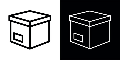 Cardboard box icon. Symbol of delivery or product packaging. Designation of a parcel or purchase.