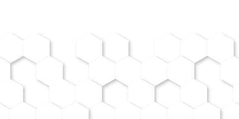 Fototapeta premium Abstract white background with hexagon and hexagonal background. Luxury white pattern with hexagons. abstract 3d hexagonal background with shadow. 3D futuristic abstract honeycomb mosaic background.