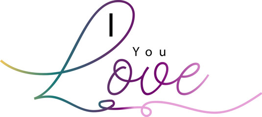 gradient text color i love you black and white hand written lettering about love, I love you text