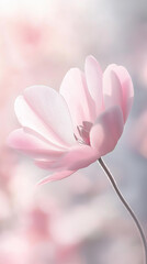 Fototapeta premium Delicate pink anemone flower, soft atmosphere, close-up floral illustration on blurred background