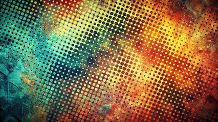 Vibrant abstract pop art with dot pattern and colors.