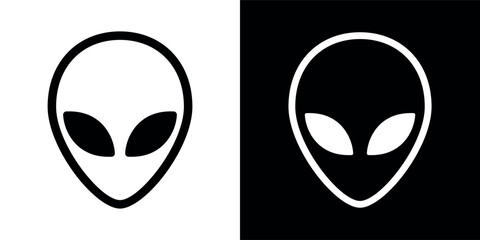 Icon of an alien or newcomer head. Grey alien, symbol of fantasy, UFO or mysticism. Humanoid head, extraterrestrial civilization.