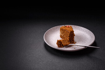 Piece of sweet layered honey cake