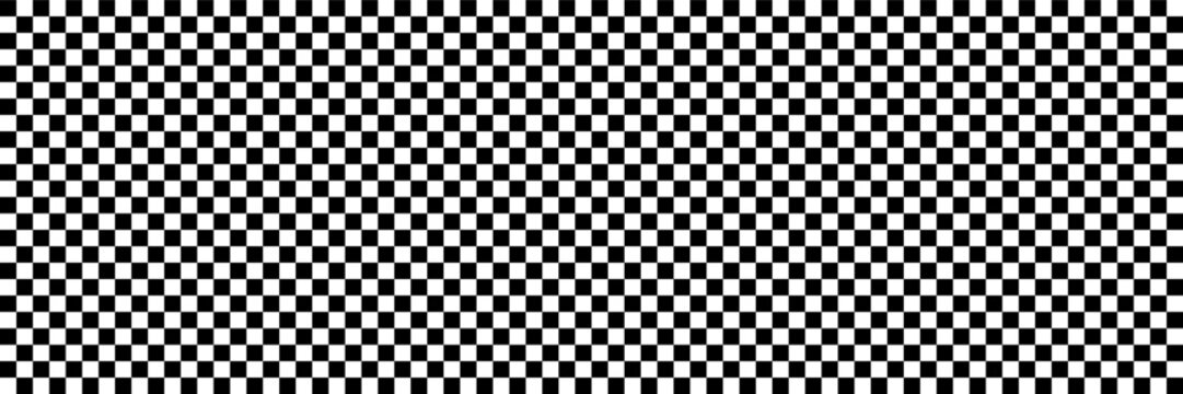 Race checker flag seamless pattern. Checkered pattern. Banner seamless chessboard, checkerboard texture. Wide checker grid background. Square black and white rally checker texture