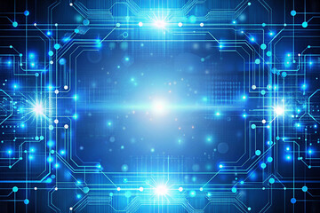 Fototapeta premium Blue circuit board technology illuminates the future.