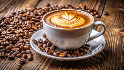 A Cup of Coffee with Latte Art Awaits