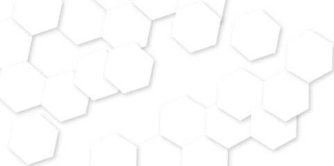 Abstract white background with hexagon and hexagonal background. Luxury white pattern with hexagons. abstract 3d hexagonal background with shadow. 3D futuristic abstract honeycomb mosaic background.