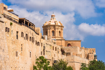 Fototapeta premium The Moat walls around the historic town of Mdina, Malta