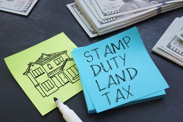 Stamp Duty Land Tax SDLT is shown as business and financial concept