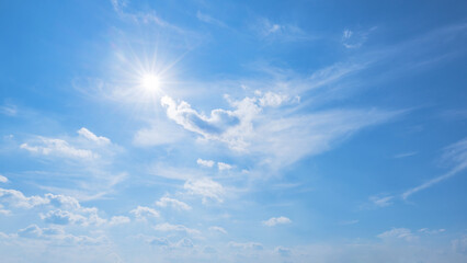 clear blue sky with no clouds. sun is shining brightly