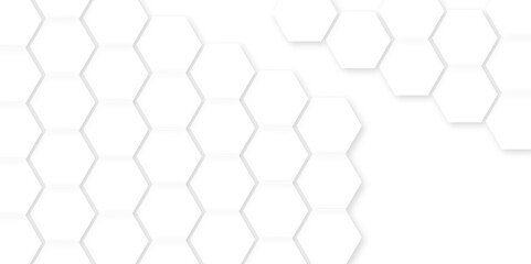 Naklejka premium Abstract white background with hexagon and hexagonal background. Luxury white pattern with hexagons. abstract 3d hexagonal background with shadow. 3D futuristic abstract honeycomb mosaic background.