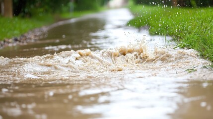 Fototapeta premium Transforming Riverbed into a Muddy Torrent