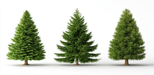 Isolated pngs of Scotch pine spruce, a large tall tree with a crunchy bark on a transparent background.