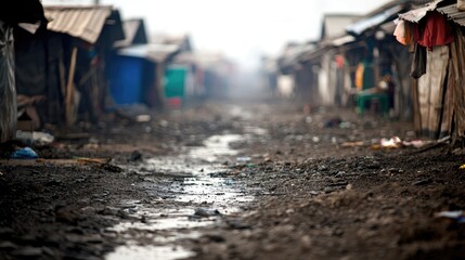 Fototapeta premium Urban Slum Flooding During Heavy Rainfall