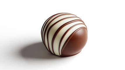 Premium chocolate bonbonniere made of a combination of white and milk chocolate, with smooth edges and a delicate design in the center on a crisp white background.