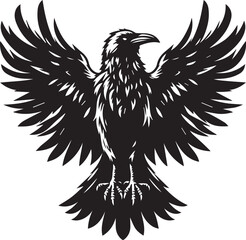 Black Crow Bird Silhouette isolated on a white background Minimalist crow vector illustration