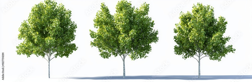 Poster trees of magnolia isolated on white background. 3d rendering.