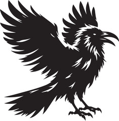 Black Crow Bird Silhouette isolated on a white background Minimalist crow vector illustration