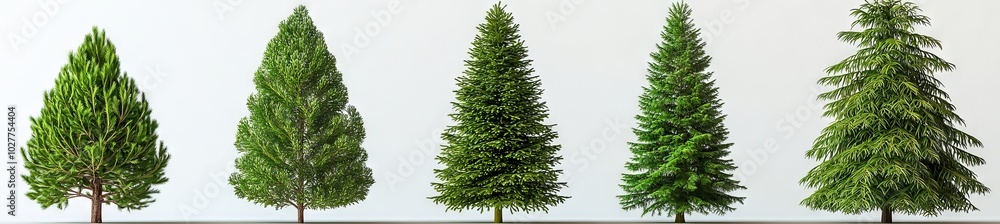 Poster a collection of tall trees with branches and leaves isolated on a transparent or white background