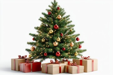 Designed to be used for holiday designs with ornaments and lights, this Christmas tree has a transparent background.