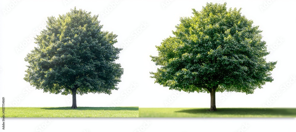 Aufkleber an individual tree on a transparent background with a clipping path, an individual tree with a clipp