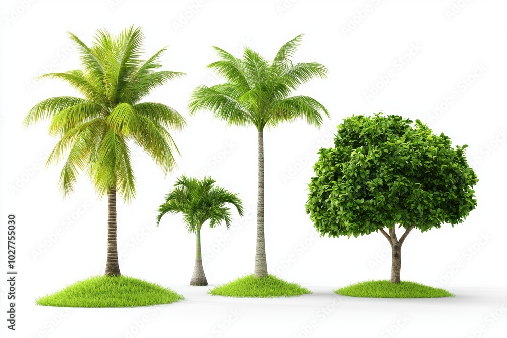 Poster a palm tree isolated on a white background is part of a tree collection