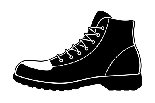 black boot with white laces clip art preview