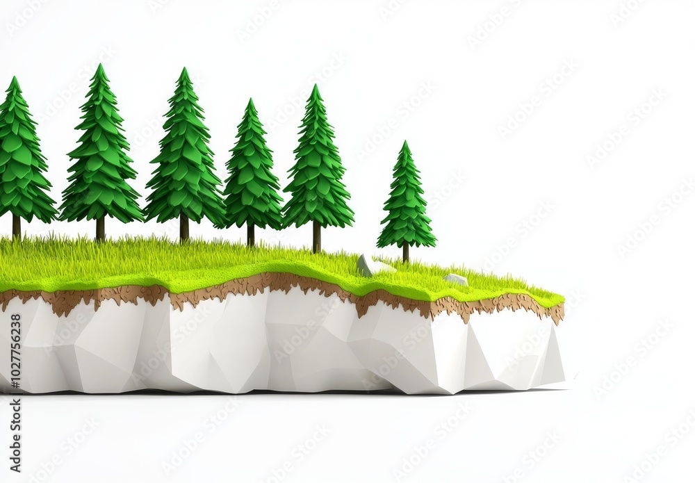 Poster white background with a line of trees isolated on it.