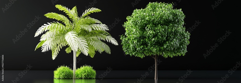 Aufkleber with clipping path on transparent background, a single tree appears