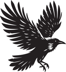 Black Crow Bird Silhouette isolated on a white background Minimalist crow vector illustration