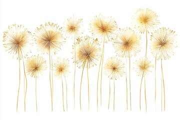 Obraz premium A beautiful illustration of delicate yellow flowers on a white background, capturing the essence of nature's elegance.