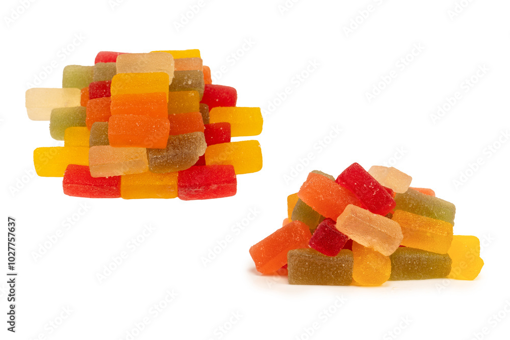 Wall mural Marmalade candies isolated on a white background.