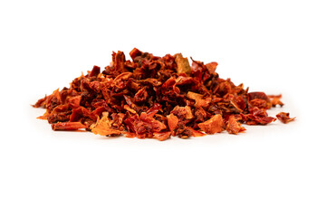 Dried tomatoes isolated on a white background.