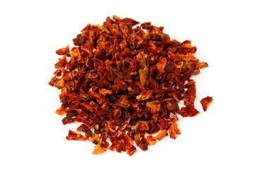 Dried tomatoes isolated on a white background.