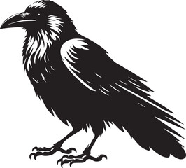 Black Crow Bird Silhouette isolated on a white background Minimalist crow vector illustration