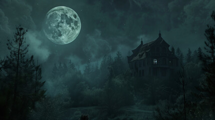 Fototapeta premium spooky halloween background with castle