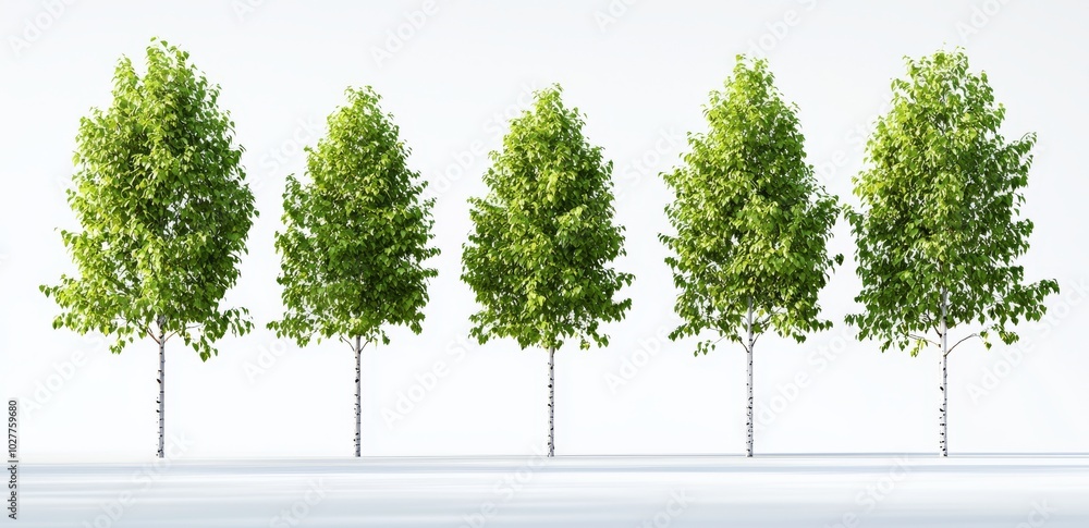 Aufkleber isolated row of trees on transparent background. illustration of 3d rendering