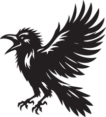 Black Crow Bird Silhouette isolated on a white background Minimalist crow vector illustration
