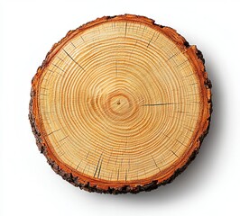 Obraz premium Colored tree ring cross-section of large round piece of wood