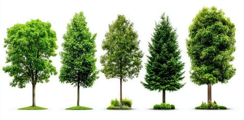 Obraz premium Beautiful 3D Trees Isolated on Transparent Background, Use for Architectural Design or Garden Decoration