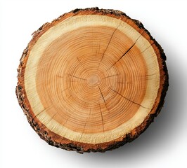 Obraz premium A circular cross-section of wood with colored tree rings